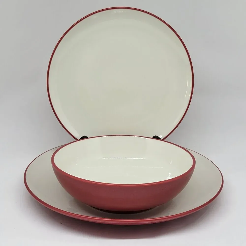 Noritake Colorwave Raspberry Dinner Plate, Salad Plate And Cereal Bowl New